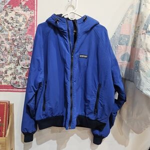 Vintage Land's End Blue Bomber Jacket with Hood